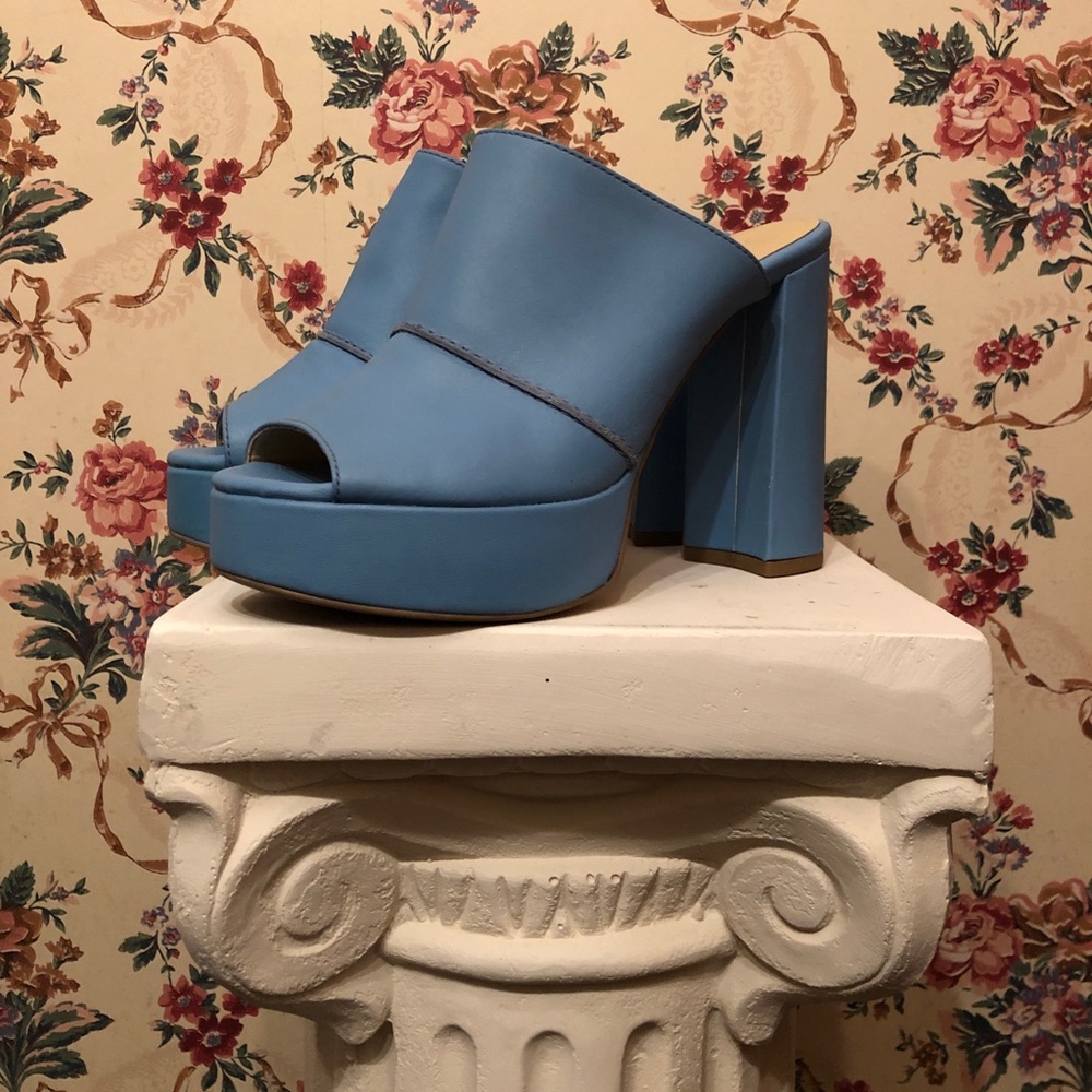 Light blue Mod inspired mules